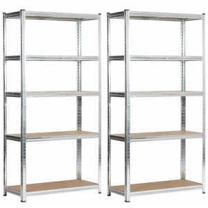 Lot De 2 Étagères Modulables 90 Cm Acier Galvanisé Charge Maximale 875Kg - L90Xp40Xh180 Cm