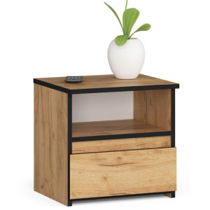 Table De Chevet Akord Cl1 Chêne Craft 40 Cm 1 Tiroir Façade Chêne Craft 1 Étagère 40X35X40 Cm
