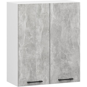 Armoires De Cuisine Haute Akord W60 Oliwia Modulable H720 Blanc 60 Cm 2 Portes Façade Béton 2 Étagères 60X30X72 Cm