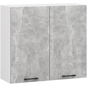 Armoires De Cuisine Haute Akord W80 Oliwia Modulable H720 Blanc 80 Cm 2 Portes Façade Béton 2 Étagères 80X30X72 Cm
