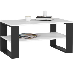 Table Basse Akord Alex Blanche 92 Cm Pieds Noirs 92X53X45 Cm