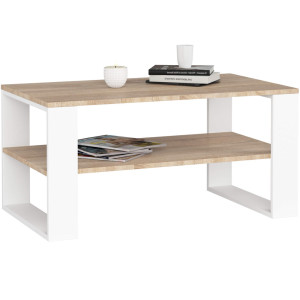 Table Basse Akord Alex Chêne Sonoma 92 Cm Pieds Blancs 92X53X45 Cm
