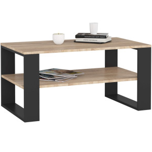 Table Basse Akord Alex Chêne Sonoma 92 Cm Pieds Noirs 92X53X45 Cm
