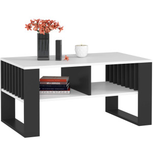 Table Basse Akord Rockford Blanche 92 Cm Pieds Noirs 92X53X45 Cm