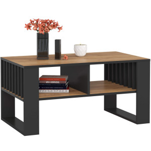 Table Basse Akord Rockford Chêne Craft 92 Cm Pieds Noirs 92X53X45 Cm