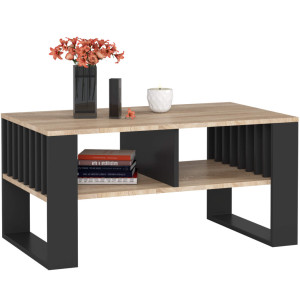 Table Basse Akord Rockford Chêne Sonoma 92 Cm Pieds Noirs 92X53X45 Cm