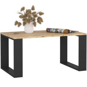 Table Basse Akord Nox Chêne Artisan 92 Cm Pieds Noirs 92X53X45 Cm