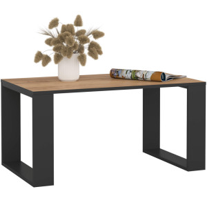 Table Basse Akord Nox Chêne Craft 92 Cm Pieds Noirs 92X53X45 Cm