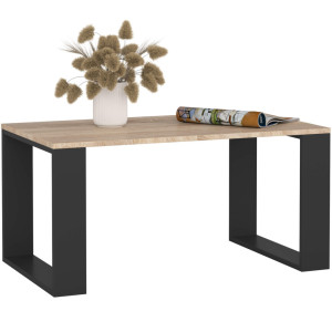 Table Basse Akord Nox Chêne Sonoma 92 Cm Pieds Noirs 92X53X45 Cm