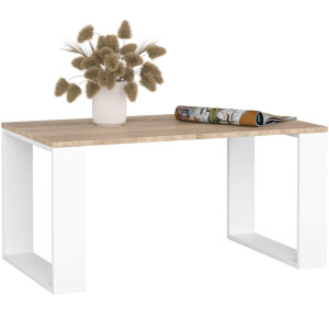 Table Basse Akord Nox Chêne Sonoma 92 Cm Pieds Blancs 92X53X45 Cm