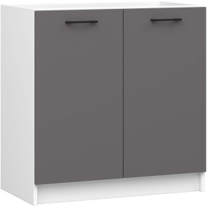 Armoires De Cuisine Basse Akord S80 Pour Évier Oliwia Modulable Blanc 80 Cm 2 Portes Couleur Gris Graphite 1 Étagère 80X46X82 Cm