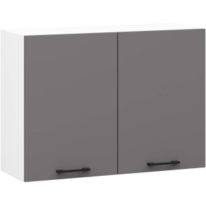 Armoires De Cuisine Haute Akord W80 Oliwia Modulable Blanc 80 Cm 2 Portes Façade Gris Graphite 2 Étagères 80X30X58 Cm
