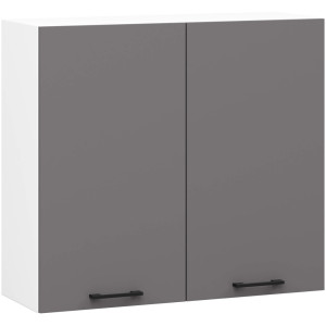 Armoires De Cuisine Haute Akord W80 Oliwia Modulable H720 Blanc 80 Cm 2 Portes Façade Gris Graphite 2 Étagères 80X30X72 Cm