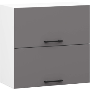 Armoires De Cuisine Haute Akord W60 Oliwia G2 Modulable Blanc 60 Cm 2 Portes Façade Gris Graphite 2 Étagères 60X30X58 Cm