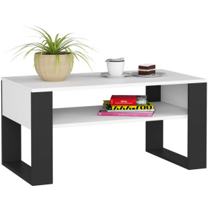 Table Basse Akord Domi Blanche 92 Cm Pieds Noir 92X50X45 Cm