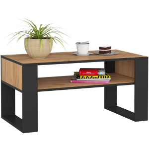 Table Basse Akord Domi Chêne Craft 92 Cm Pieds Noir 92X50X45 Cm