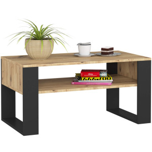 Table Basse Akord Domi Chêne Artisan 92 Cm Pieds Noir 92X50X45 Cm