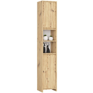 Colonne Salle De Bains Akord Uni Chêne Artisan 32 Cm 2 Portes Façade Chêne Artisan 4 Étagères 32X28X180 Cm
