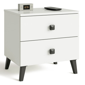 Table De Chevet Akord Mobi Blanche 40 Cm 2 Tiroirs 40X37X43 Cm
