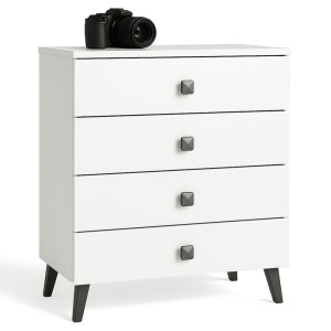 Commode Akord Mobi Blanche 60 Cm 4 Tiroirs 60X37X73 Cm