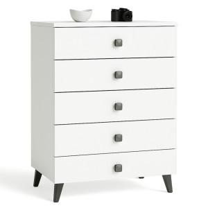 Commode Akord Mobi Blanche 60 Cm 5 Tiroirs 60X37X89 Cm