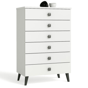 Commode Akord Mobi Blanche 60 Cm 6 Tiroirs 60X37X104 Cm