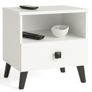 Table De Chevet Akord Mobi Blanche 40 Cm 1 Tiroir 1 Étagère 40X37X43 Cm