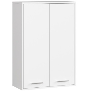 Armoire Salle De Bains Akord Fin Accr. Au Mur Blanche 64 Cm 2 Portes Façade Blanche 4 Étagères 64X30X94 Cm