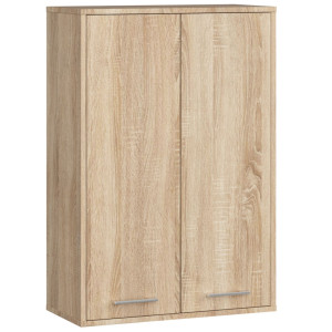 Armoire Salle De Bains Akord Fin Accr. Au Mur Chêne Sonoma 64 Cm 2 Portes Façade Chêne Sonoma 4 Étagères 64X30X94 Cm