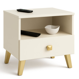 Table De Chevet Akord Mobi Cachmire 40 Cm 1 Tiroir 1 Étagère 40X37X43 Cm