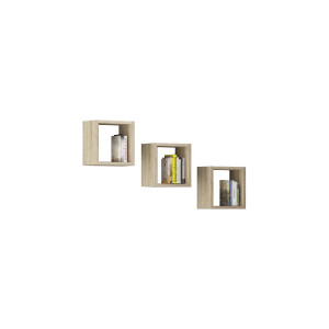 Ensemble De 3 Etagères Carrées Akord K25 Cm Avec Fixation Invisible Chêne Sonoma 25 Cm 3 Étagères 25X15X25 Cm