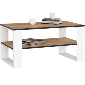 Table Basse Akord Alex Chêne Craft 92 Cm Pieds Blanc 92X53X45 Cm