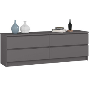 Grande Commode Pour Le Salon Akord K160 Gris Graphite 160 Cm 4 Tiroirs Façade Gris Graphite 160X40X55 Cm