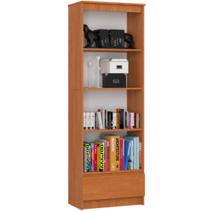 Bibliothèque De Bureau Akord R60 Aulne 60 Cm 1 Tiroir Façade Aulne Mat 4 Étagères 60X35X180 Cm