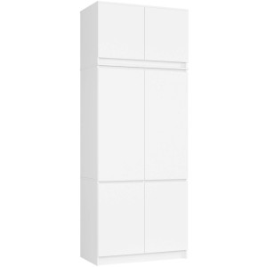 Armoire Avec Surmeuble S90 Blanche 90 Cm 6 Portes Façade Blanche 6 Étagères 90X51X235 Cm