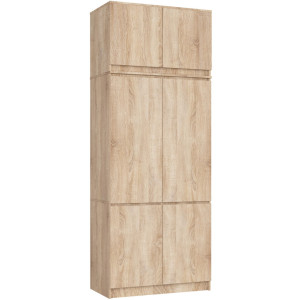 Armoire Avec Surmeuble S90 Chêne Sonoma 90 Cm 6 Portes Façade Chêne Sonoma 6 Étagères 90X51X235 Cm