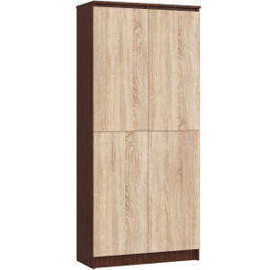 Armoire De Rangement Akord R80 Wengé 80 Cm 2 Portes Façade Chêne Sonoma Mat 8 Étagères 80X35X180 Cm