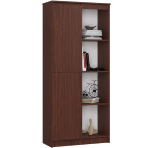 Bibliothèque De Bureau Akord R80 Wengé 80 Cm 1 Porte Façade Wengé Mat 8 Étagères 80X35X180 Cm