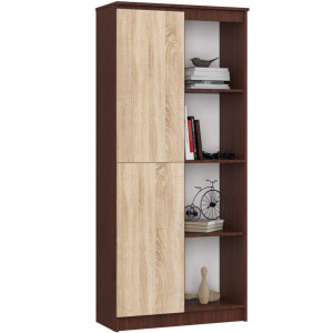 Bibliothèque De Bureau Akord R80 Wengé 80 Cm 1 Porte Façade Chêne Sonoma Mat 8 Étagères 80X35X180 Cm