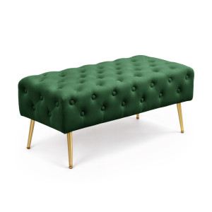 Bout De Lit En Velours Capitonné Monaco 100 Cm Vert Bouteille