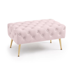 Bout De Lit En Velours Capitonné 80 Cm Madrid Rose Poudré
