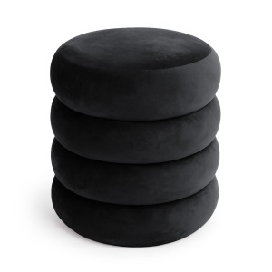 Tabouret En Velours Avec Rangement 42 Cm Snuggo Noir