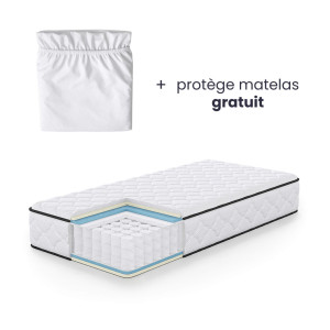 Matelas À Ressorts Ensachés 7 Zones Avec Protège-Matelas H3 90X190 Cm