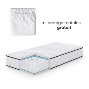 Matelas À Ressorts Ensachés 7 Zones Avec Protège-Matelas H3 100X200 Cm