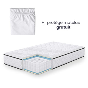 Matelas À Ressorts Ensachés 7 Zones Avec Protège-Matelas H3 120X200 Cm