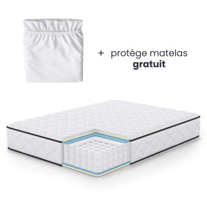Matelas À Ressorts Ensachés 7 Zones Avec Protège-Matelas H3 140X190 Cm