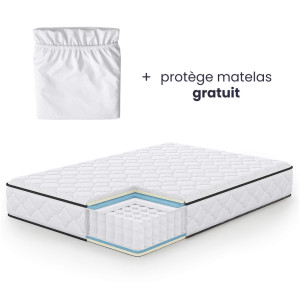 Matelas À Ressorts Ensachés 7 Zones Avec Protège-Matelas H3 140X200 Cm