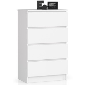 Commode Akord K60 Blanche 60 Cm 4 Tiroirs Façade Blanche 60X40X99 Cm
