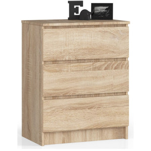 Commode Akord K60 Chêne Sonoma 60 Cm 3 Tiroirs Façade Chêne Sonoma 60X40X77 Cm