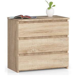 Table De Chevet Akord Cl3 Chêne Sonoma 60 Cm 3 Tiroirs Façade Chêne Sonoma 60X35X57 Cm